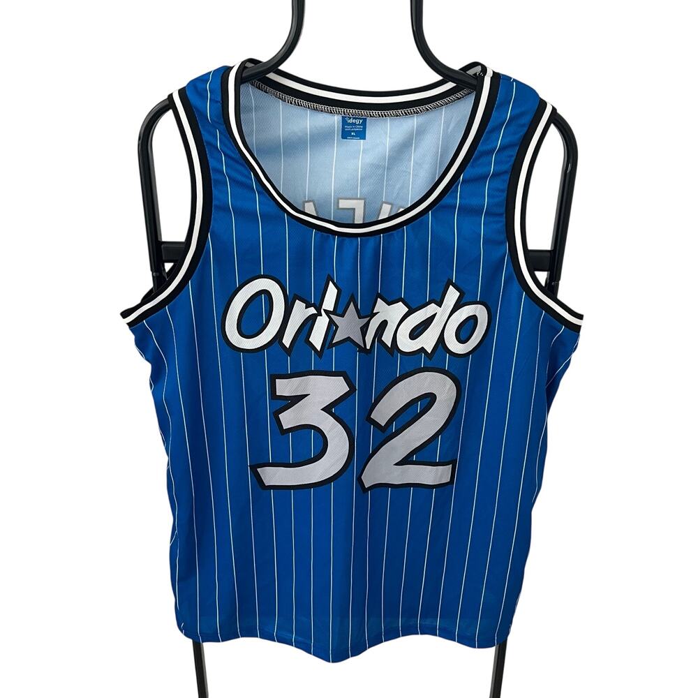 Shaquille O'Neal Orlando Magic #32 Blue Pinstripe Basketball Jersey Mens XL